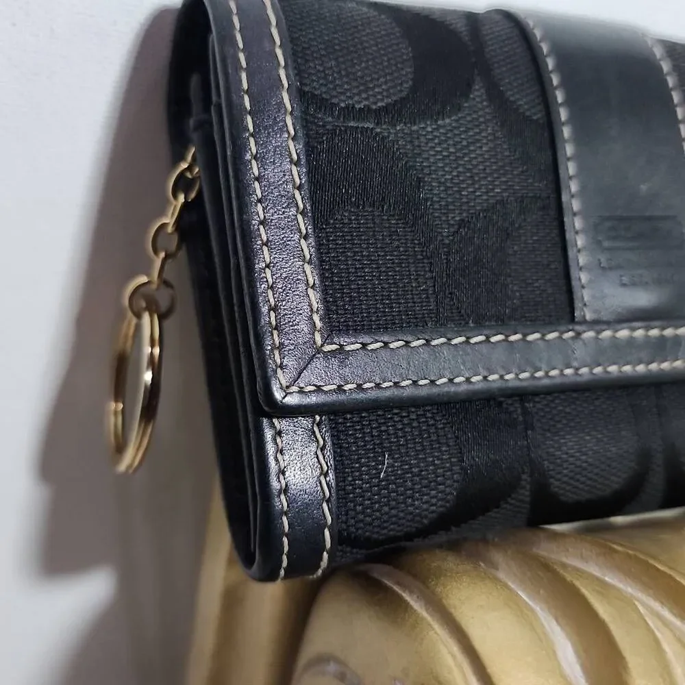 Coach Signature Jacquard Hampton small wallet with keychain Y2K-ERA
